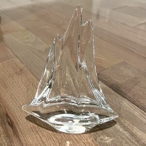 Daum France Crystal Sailboat Sculpture Signed Art Glass 9" Nautical Display